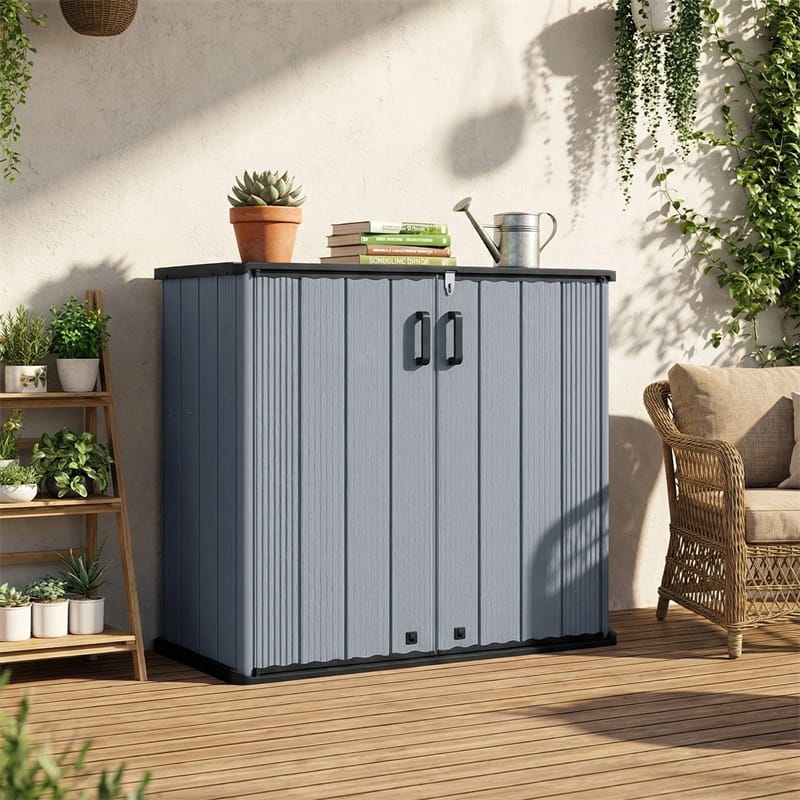 23.5 Cu.ft Outdoor Storage Shed, 175 Gallon All-Weather Resin Patio Deck Box with Floor & Lockable Door - Product image 3