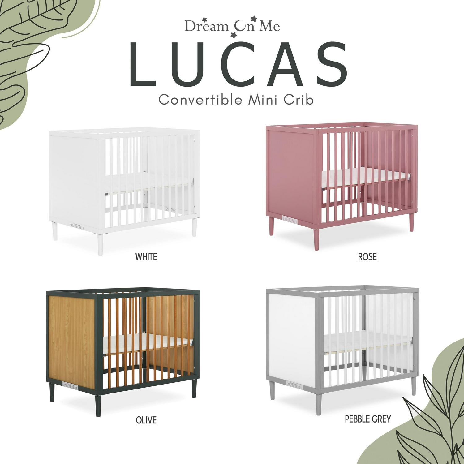 Dream on Me Lucas Mini Modern Crib with Rounded Spindles I Convertible Crib I Mid - Product image 11