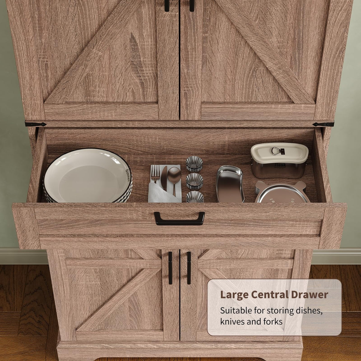 FUSOU 72'' Kitchen Storage Pantry Cabinet, Tall Storage Cabinet with 8 Door Shelves - Product image 25