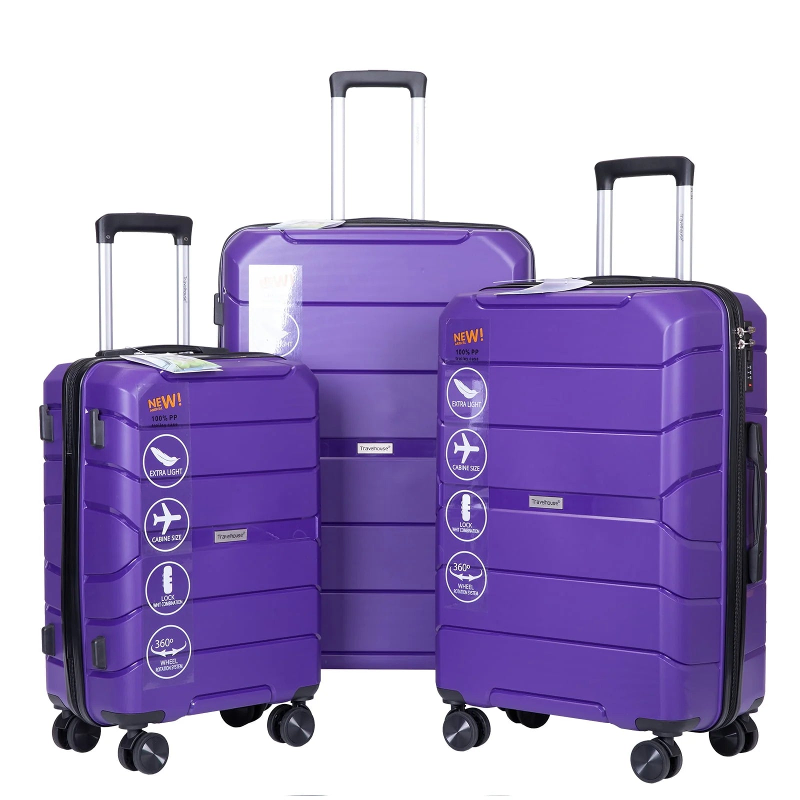 Travelhouse 3 Piece Luggage Set Hardshell Lightweight Suitcase with TSA Lock Spinner Wheels.(Purple) - Product image 9