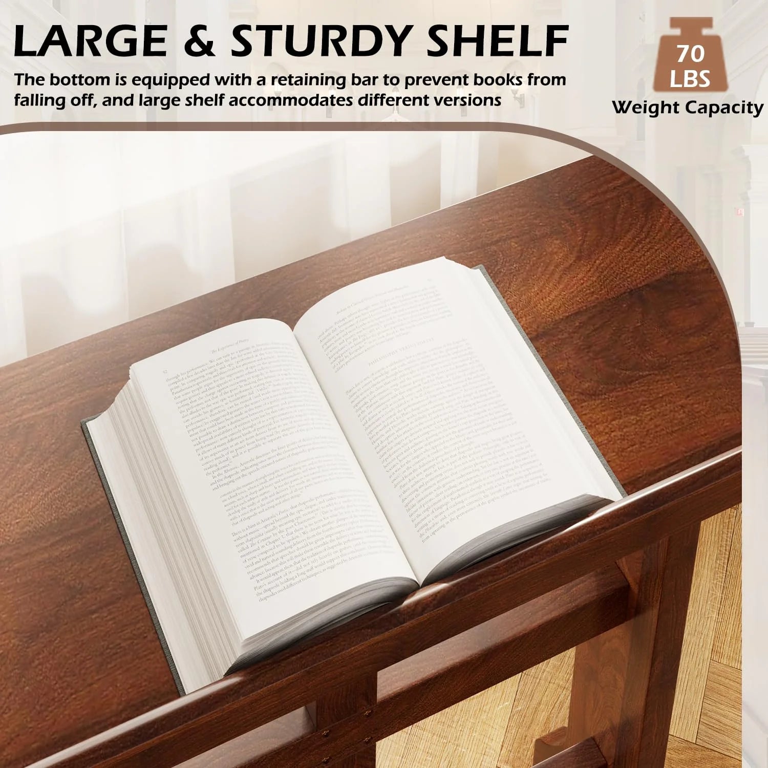 AECOJOY Acacia Wood Prayer Kneeler Bench with Storage Shelf & Soft Cushion - Product image 6