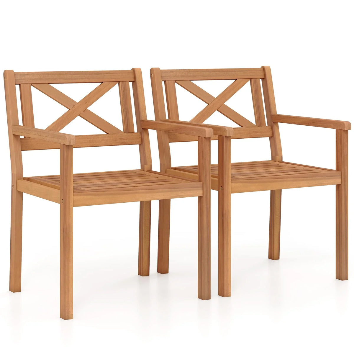 Tangkula Acacia Wood Patio Dining Chairs Set of 2/4 with 400 lbs Capacity - Product image 1