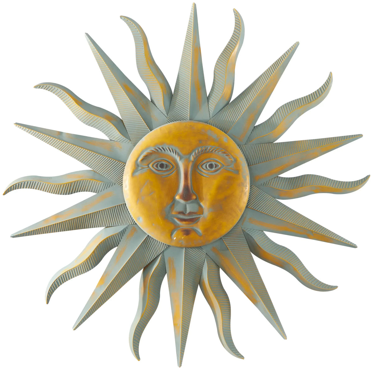 Gold Metal Indoor Outdoor Distressed Sun Wall Decor - Product image 3