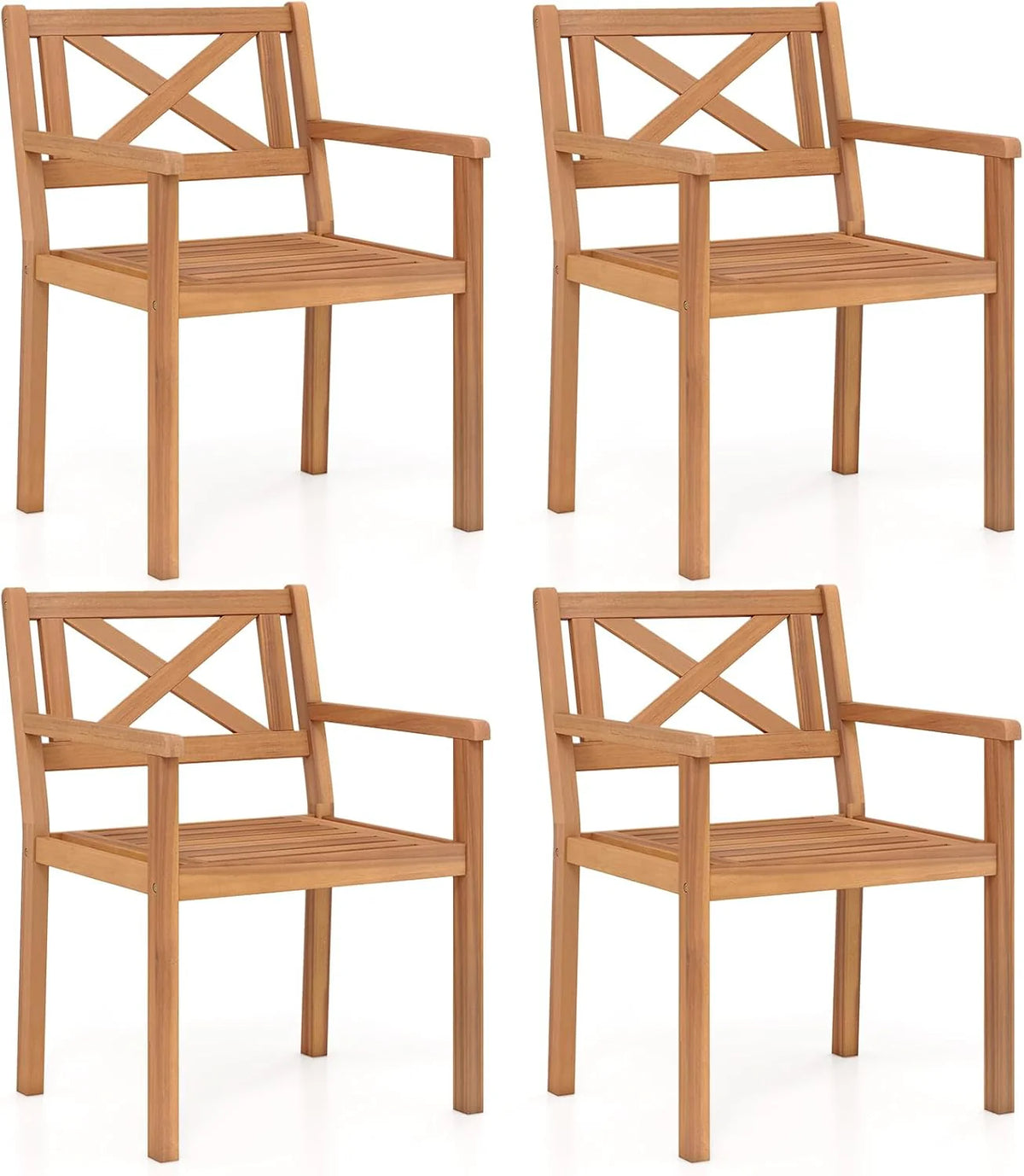 Tangkula Acacia Wood Patio Dining Chairs Set of 2/4 with 400 lbs Capacity - Product image 10