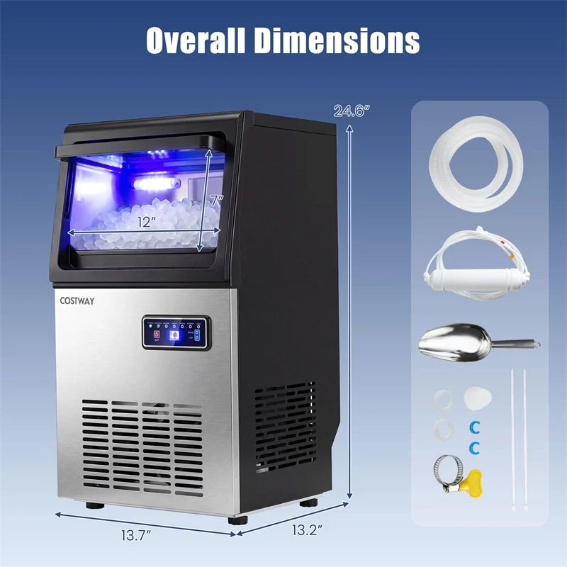 90 LBS/24H Commercial Nugget Ice Maker, Undercounter Chewable Pellet Sonic Ice Machine with Self-Cleaning & - Product image 3