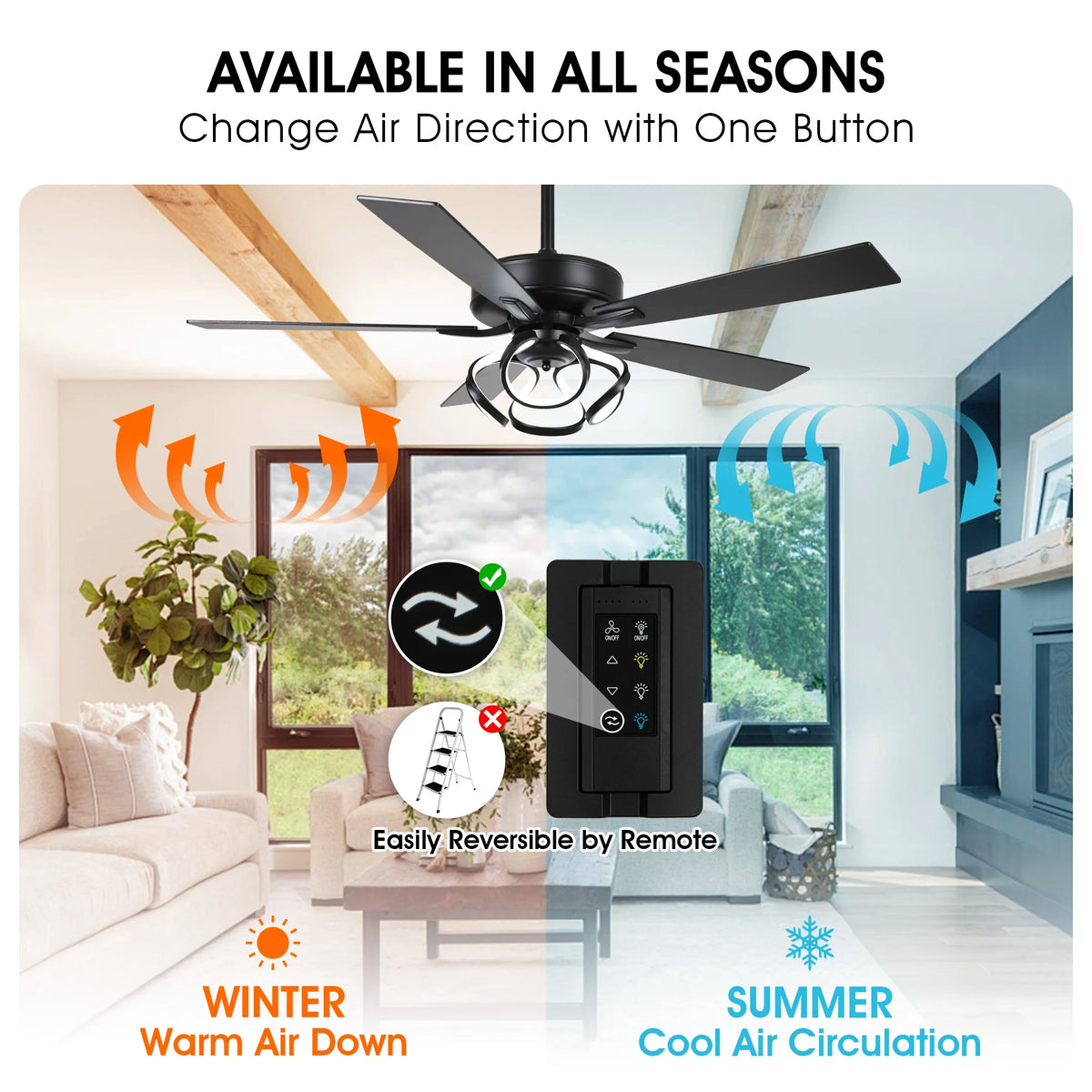 Parrot Uncle 52 - Inch Contemporary Chrome Ceiling Fan with Integrated LED Lights and Remote Control - Product image 24