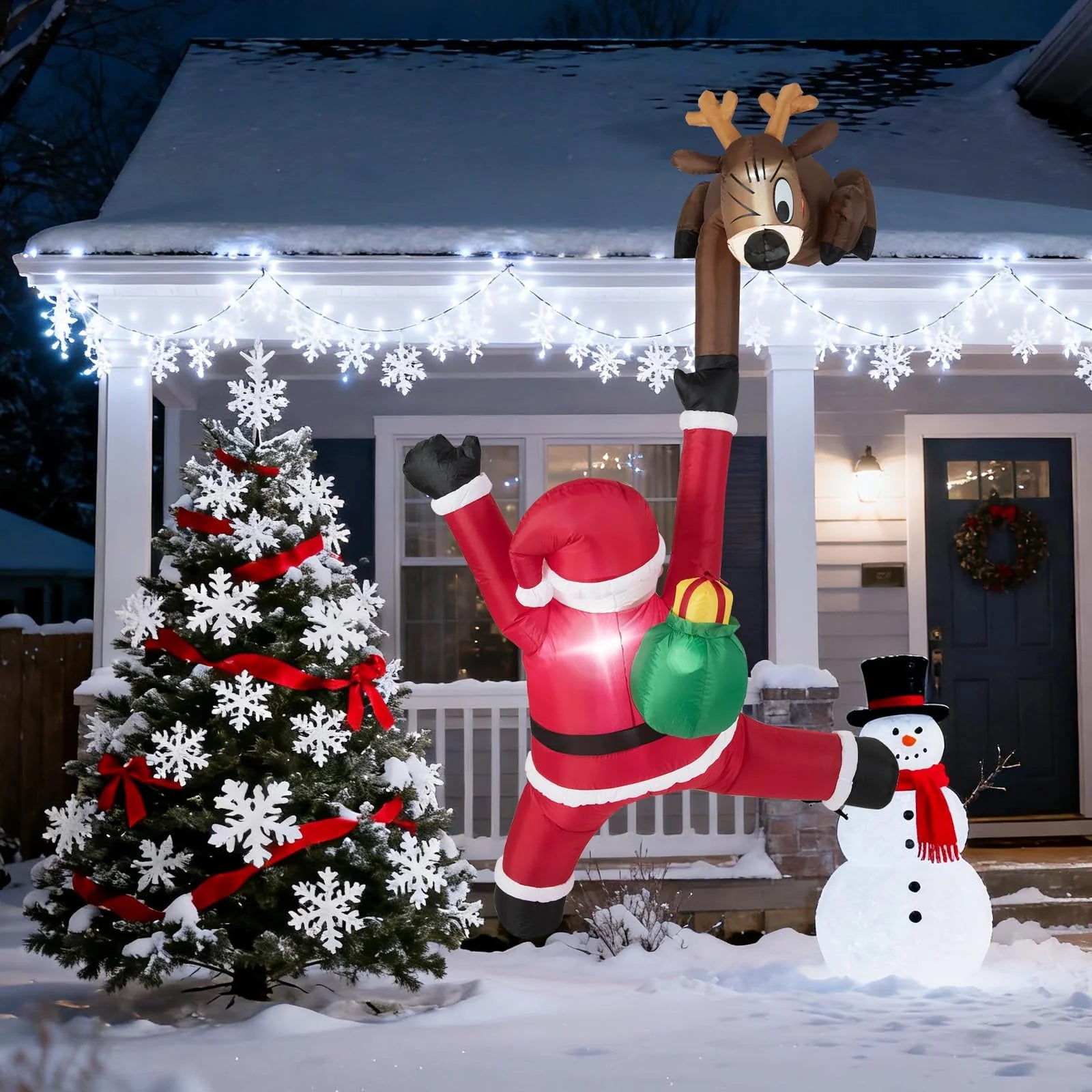 Tangkula 8.5 FT Christmas Inflatable Reindeer & Climbing Santa Claus - Product image 1