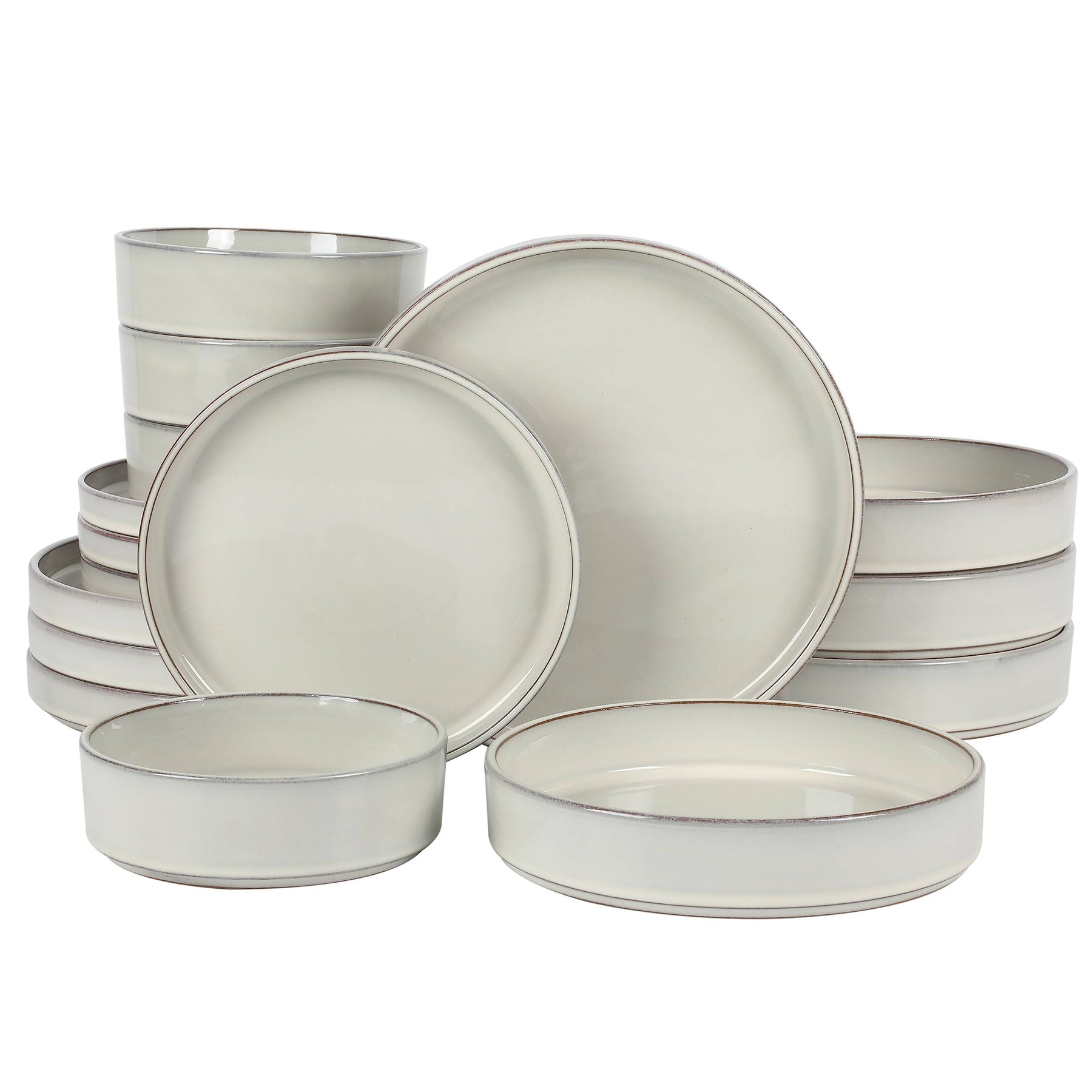 Bloomhouse Santorini Mist 16 Piece Double Bowl Terracotta Reactive Glaze Plates and Bowls Dinnerware Set - Product image 1