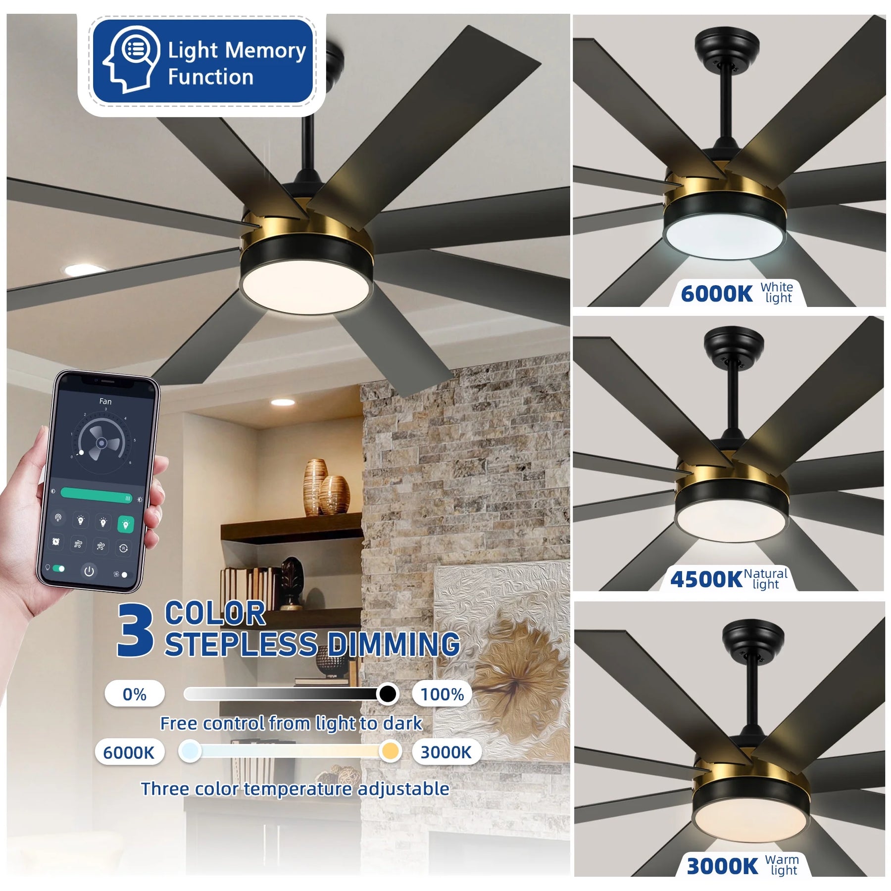 Dextrus 60 in Modern LED Outdoor/ Indoor Ceiling Fan with Remote Control - Product image 6