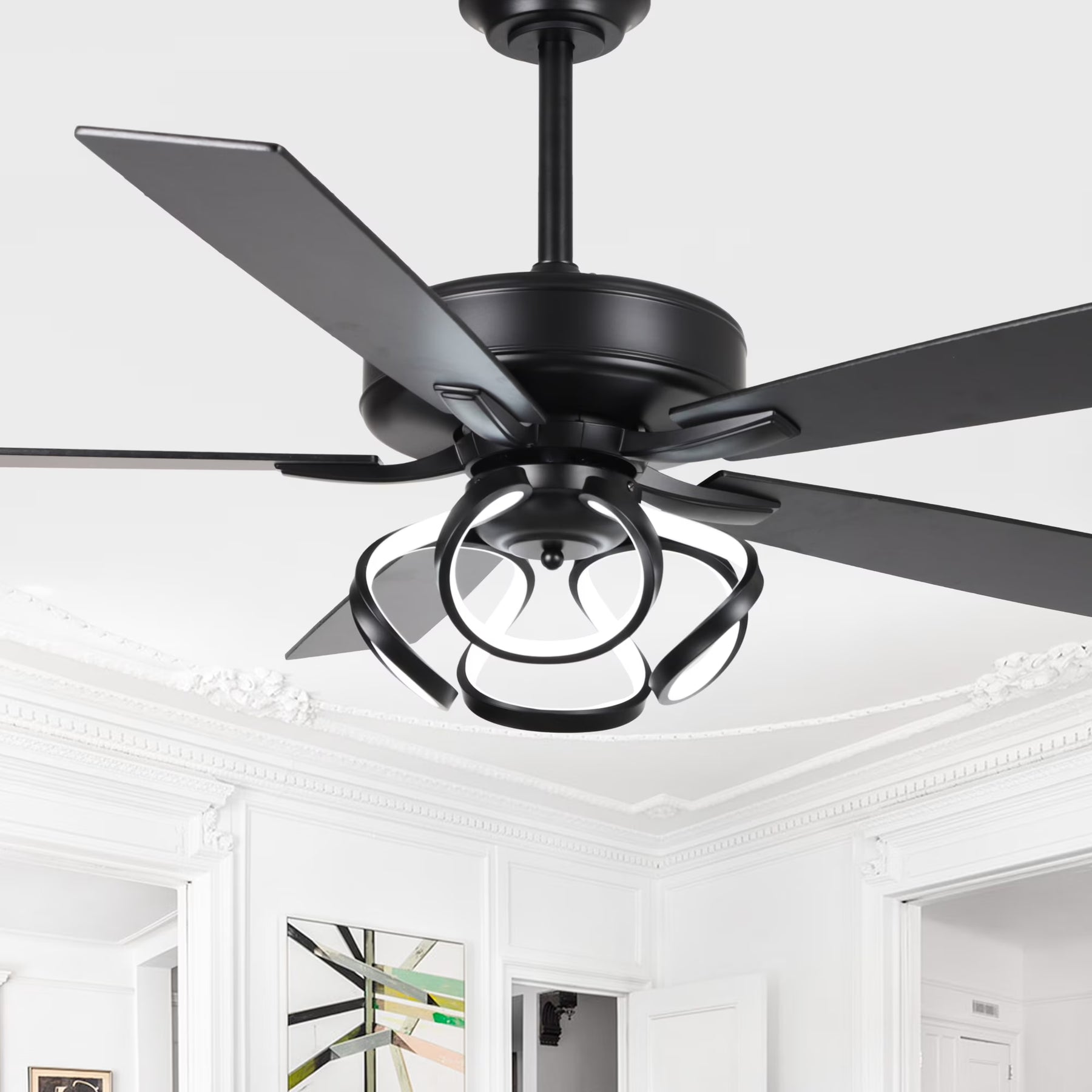 Parrot Uncle 52 - Inch Contemporary Chrome Ceiling Fan with Integrated LED Lights and Remote Control - Product image 3