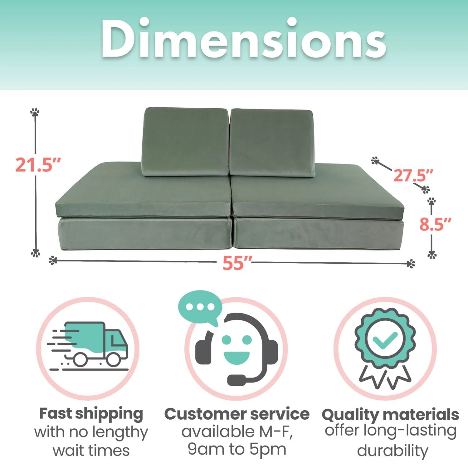 Critter Sitters Kids Lil Lounger - Play Couch - Modular Sofa - Fort Building, Open Ended Play - Product image 17
