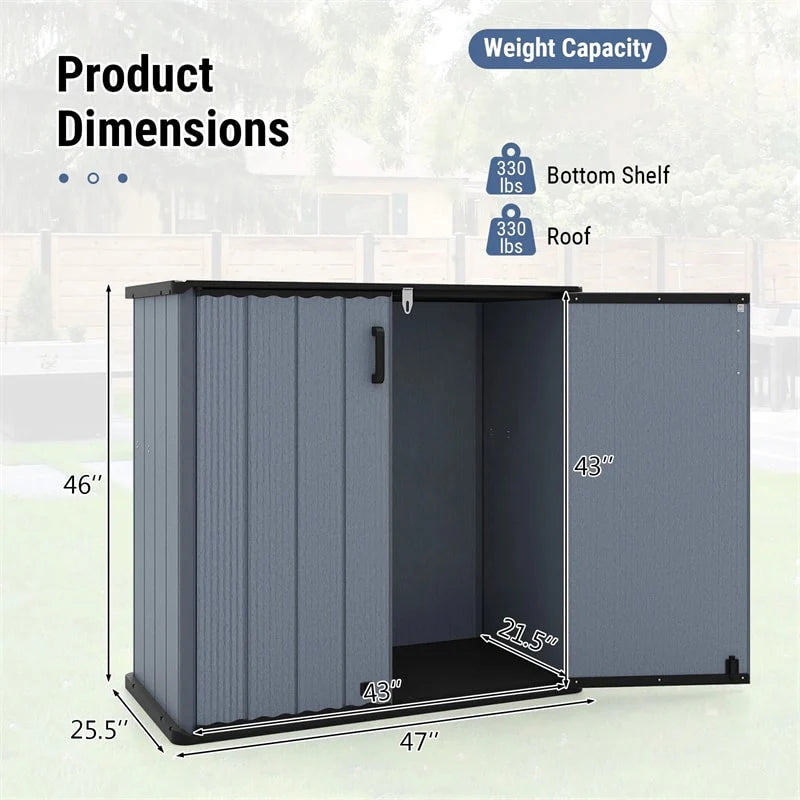 23.5 Cu.ft Outdoor Storage Shed, 175 Gallon All-Weather Resin Patio Deck Box with Floor & Lockable Door - Product image 6