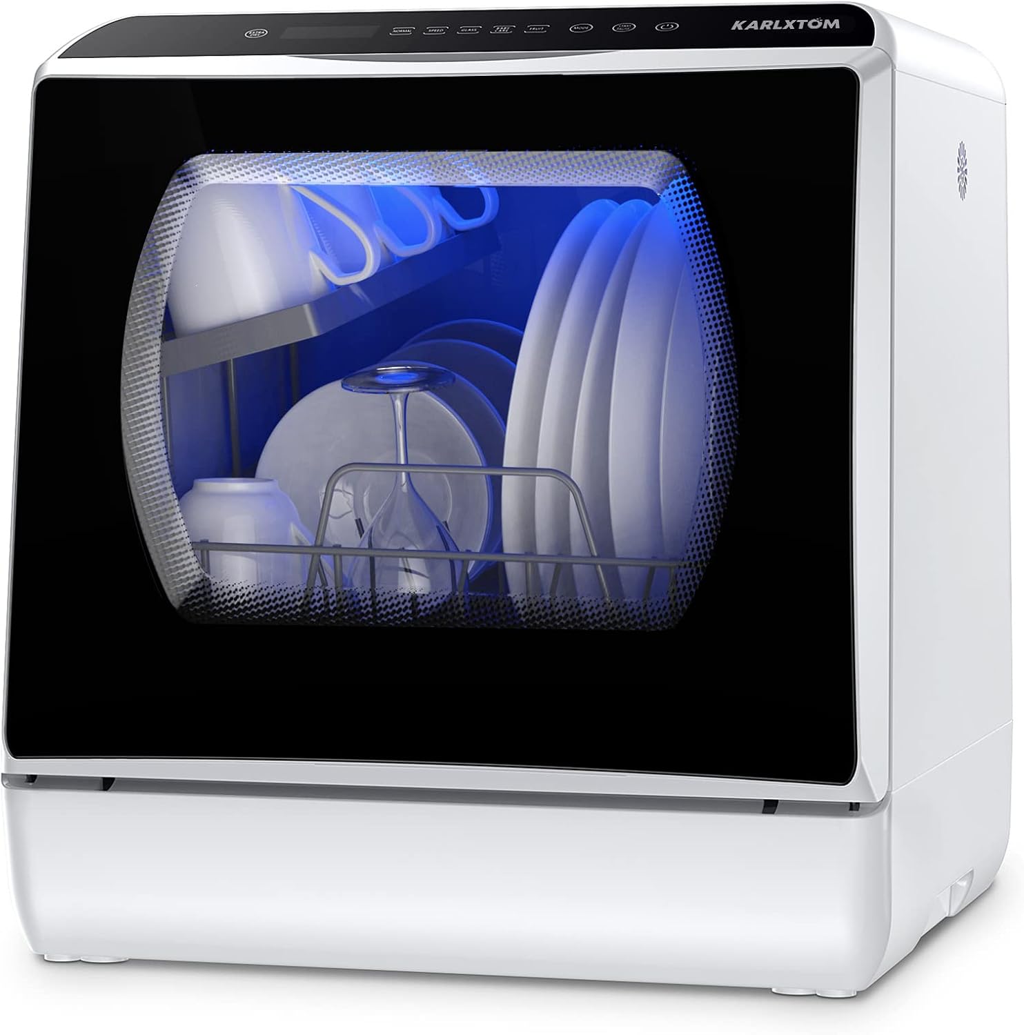 Karlxtom Tabletop Dishwasher, Mini Dishwasher with LED Touch Control, 45CM, 6 Programs, Fruit Washing, Baby Care