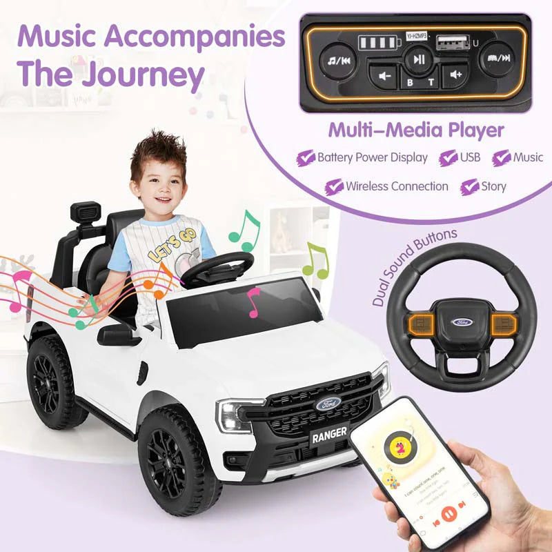 12V Licensed Ford Ranger Kids Ride on Car, Battery Powered Electric Vehicle Toy Car w/ Remote Control - Product image 14