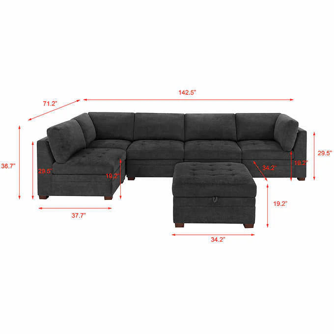 Thomasville Tisdale Fabric Sectional with Storage Ottoman - Product image 5