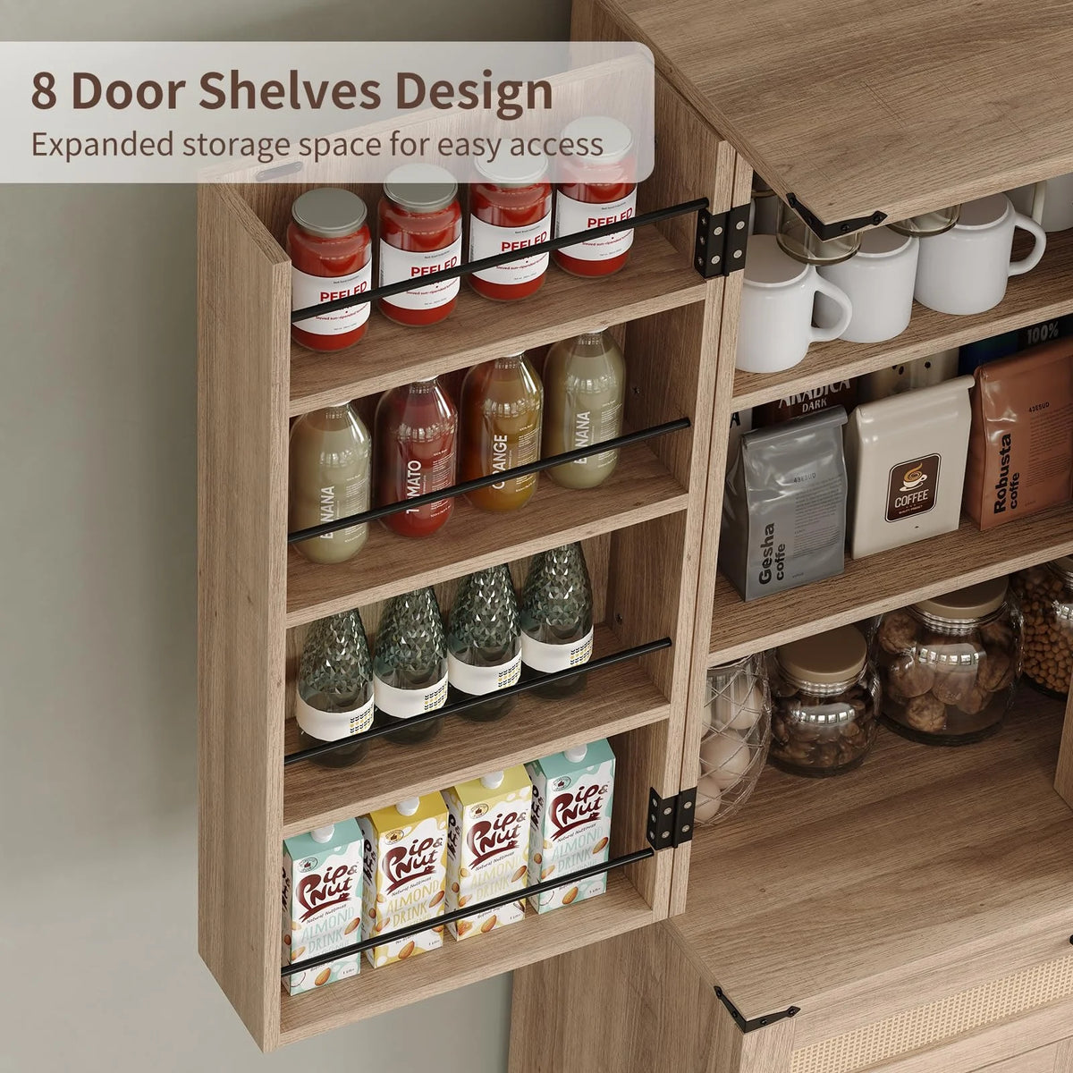 FUSOU 72'' Kitchen Storage Pantry Cabinet, Tall Storage Cabinet with 8 Door Shelves - Product image 15