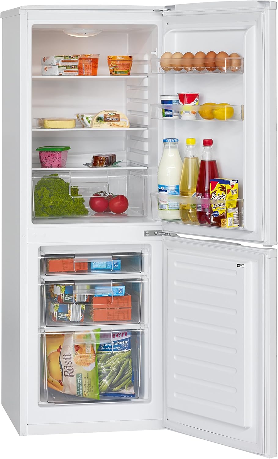 Bomann KG 320 fridge - freezer - Energy class A+++ - Height: 143.80 cm - 163 kWh/year - 112 liter fridge - 48 liter freezer White