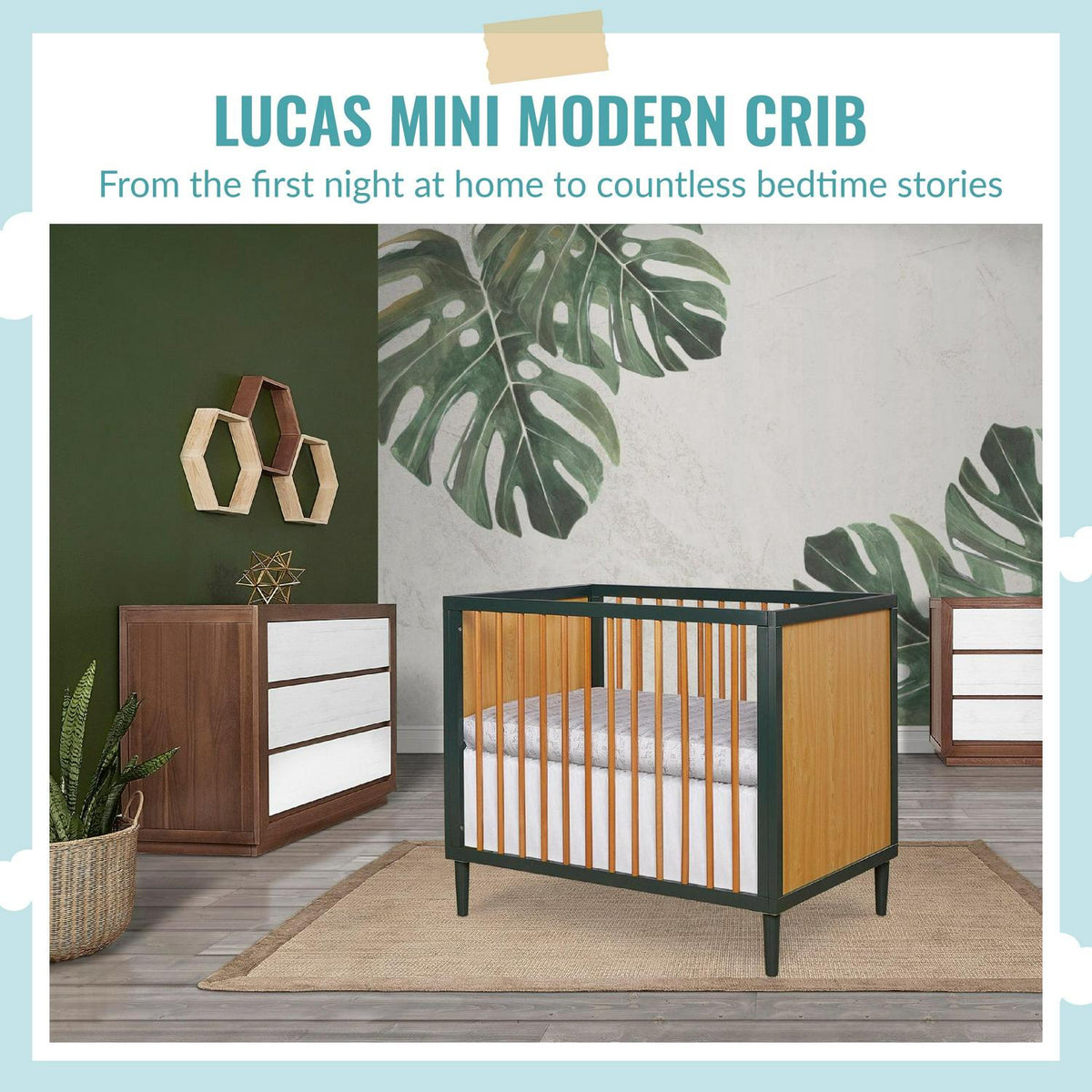 Dream on Me Lucas Mini Modern Crib with Rounded Spindles I Convertible Crib I Mid - Product image 6