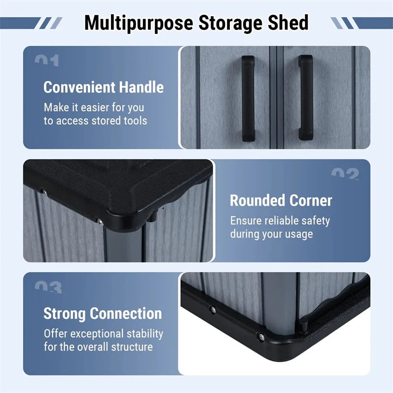 23.5 Cu.ft Outdoor Storage Shed, 175 Gallon All-Weather Resin Patio Deck Box with Floor & Lockable Door - Product image 5