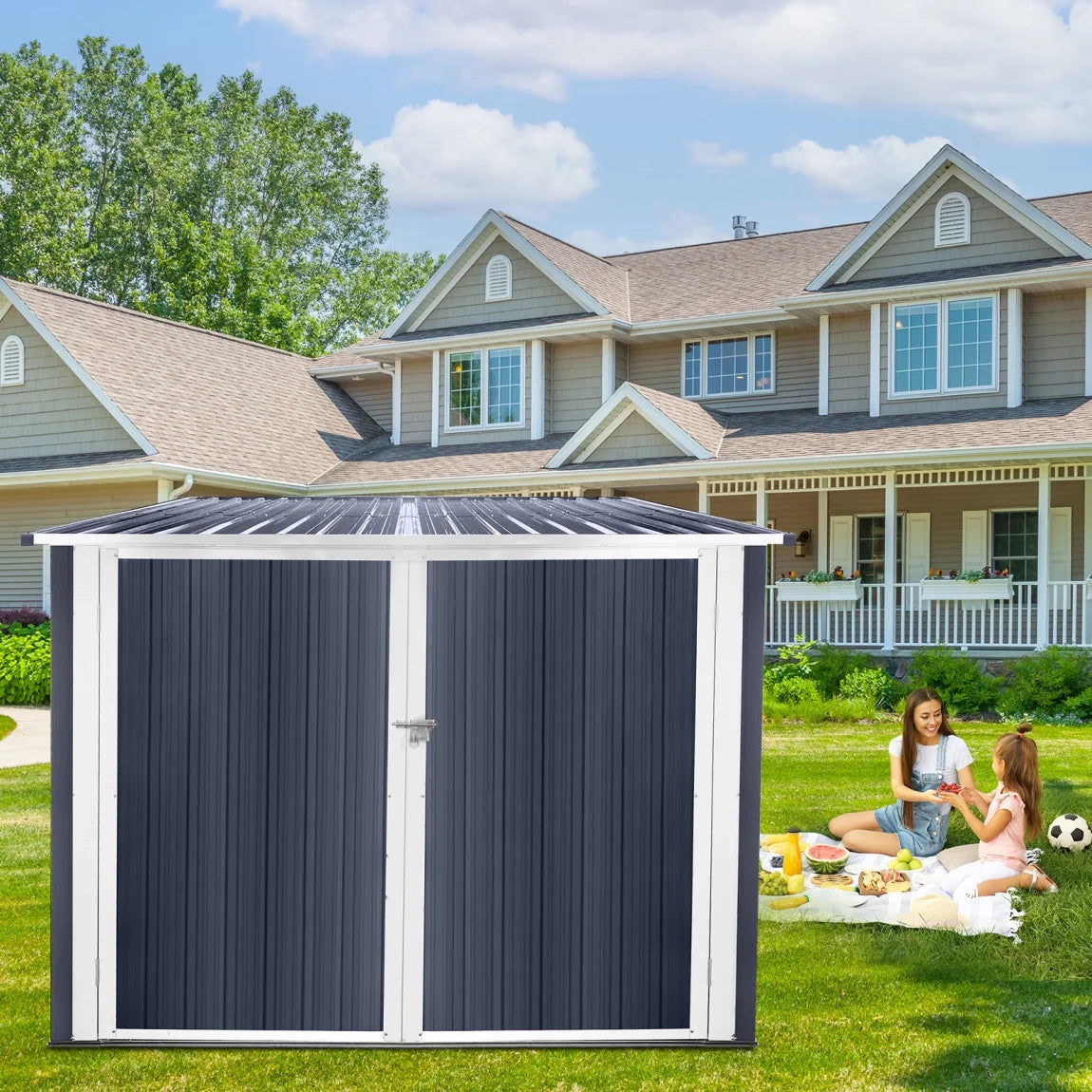 6.3' x 6.1' Outdoor Storage Shed Clearance, Metal Outdoor Storage Cabinet with Double Lockable Doors - Product image 4