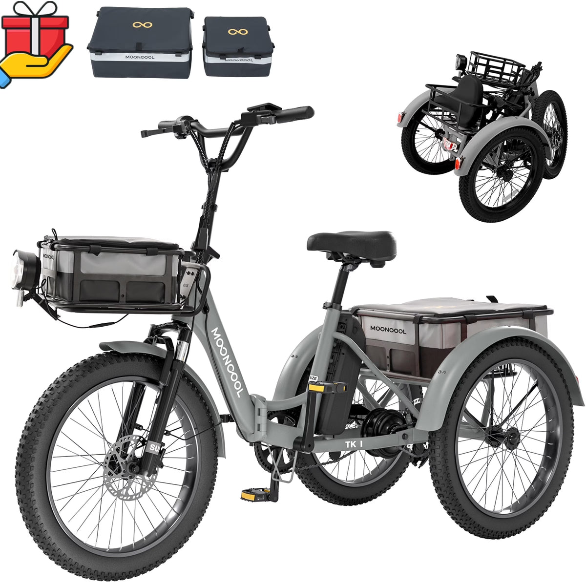 ABORON 3.0 Fat Tire Electric Trike for Senior Foldable E - Bike, 500W Motorized Tricycle Adult 20" Folding - Product image 11