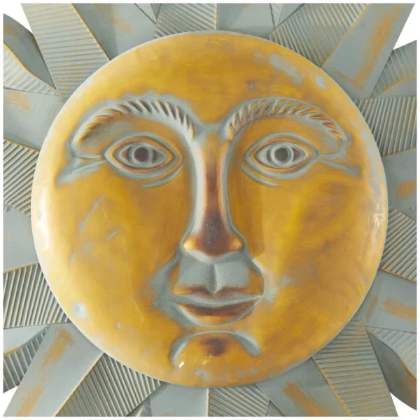 Gold Metal Indoor Outdoor Distressed Sun Wall Decor - Product image 2