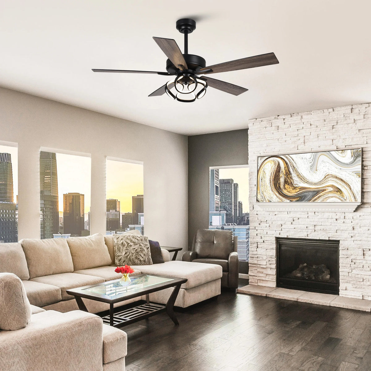 Parrot Uncle 52 - Inch Contemporary Chrome Ceiling Fan with Integrated LED Lights and Remote Control - Product image 19