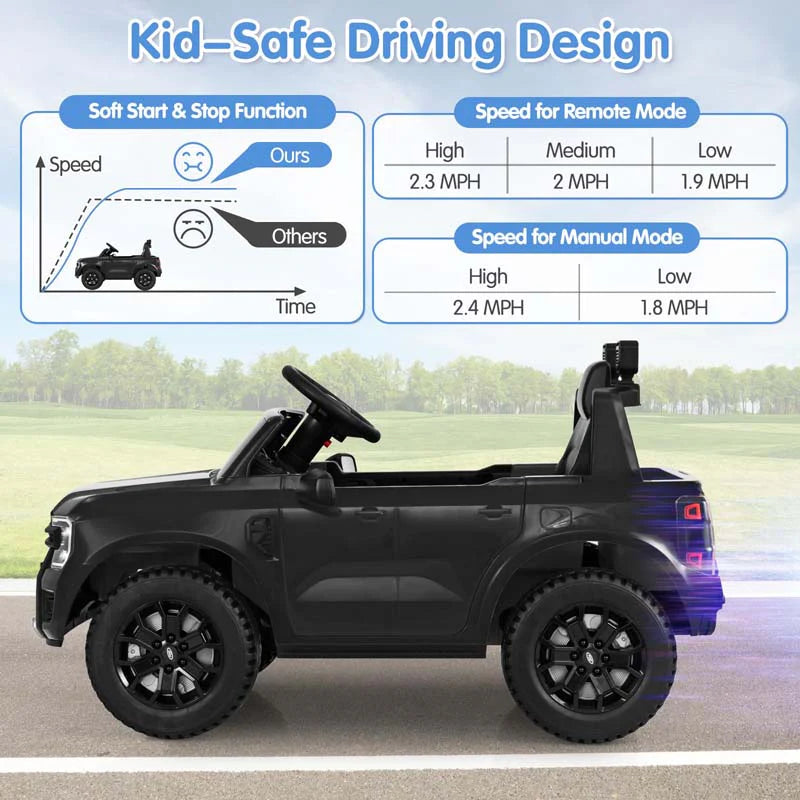 12V Licensed Ford Ranger Kids Ride on Car, Battery Powered Electric Vehicle Toy Car w/ Remote Control - Product image 4