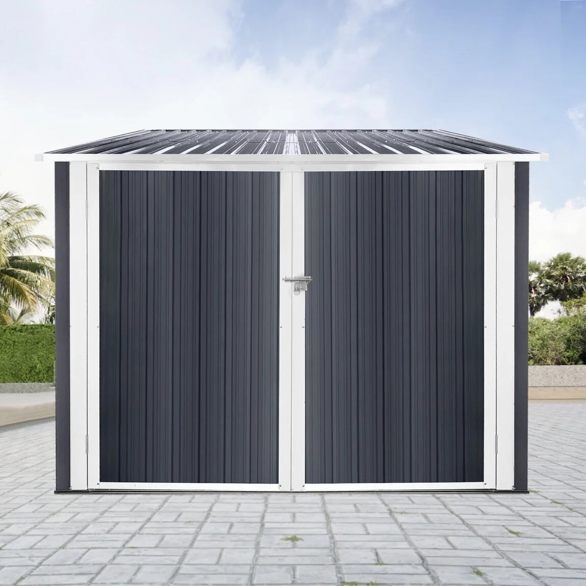 6.3' x 6.1' Outdoor Storage Shed Clearance, Metal Outdoor Storage Cabinet with Double Lockable Doors - Product image 6