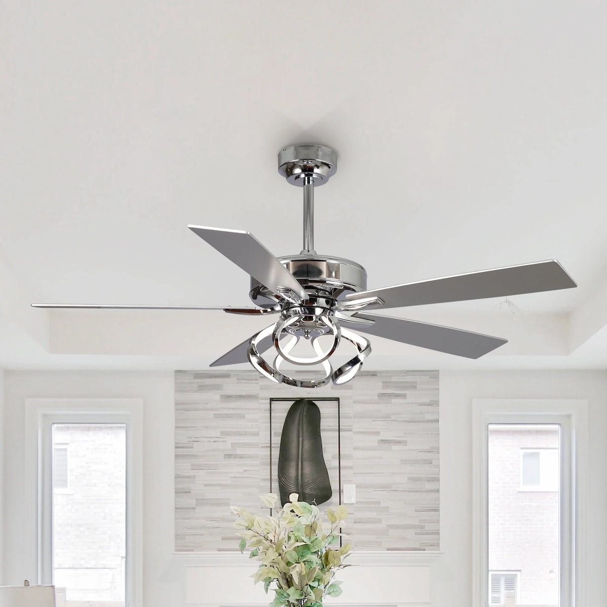 Parrot Uncle 52 - Inch Contemporary Chrome Ceiling Fan with Integrated LED Lights and Remote Control - Product image 16