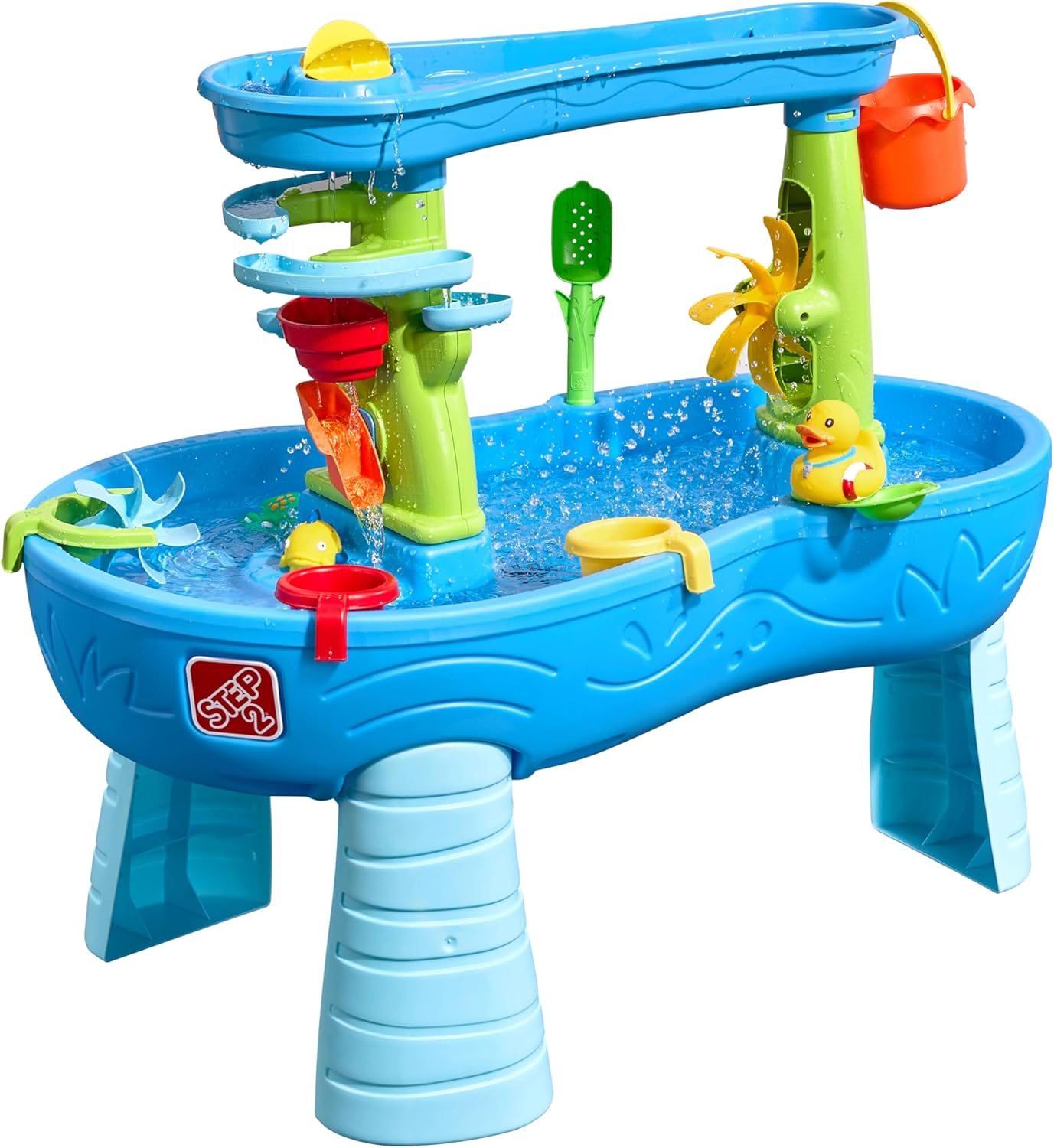 Rain Shower Splash Water Table with 13 Accessories - Blue & Green | Water games table | Activity Table for the Garden, Water Activity Table | Outdoor water table