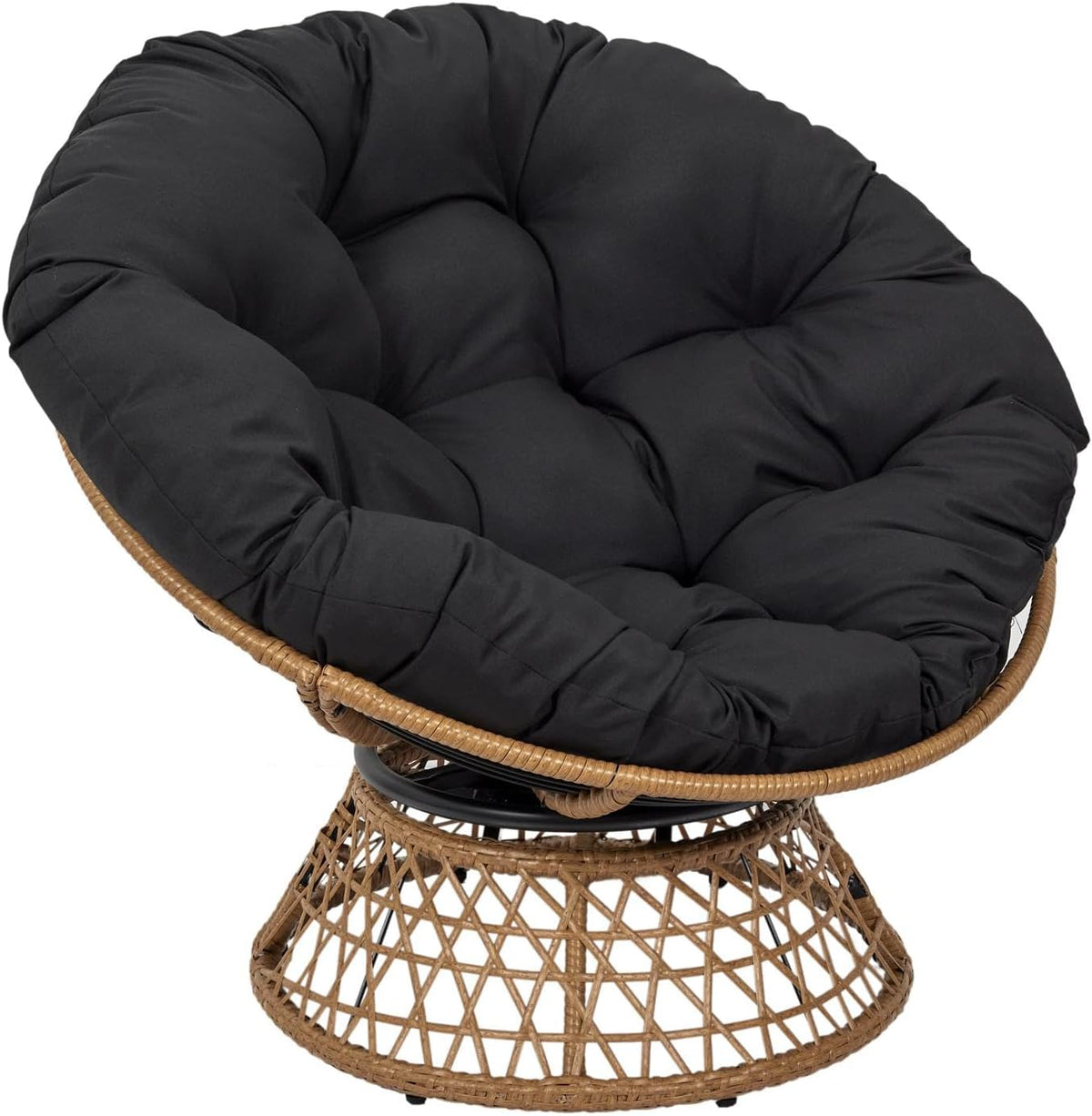 HOME DECO FACTORY, Outdoor Swivel Armchair, Round Relax Chair, 1 Seater 360° Swivel, Thick Comfortable Cushion Included, Garden Furniture for Balcony Terrace Garden Furniture