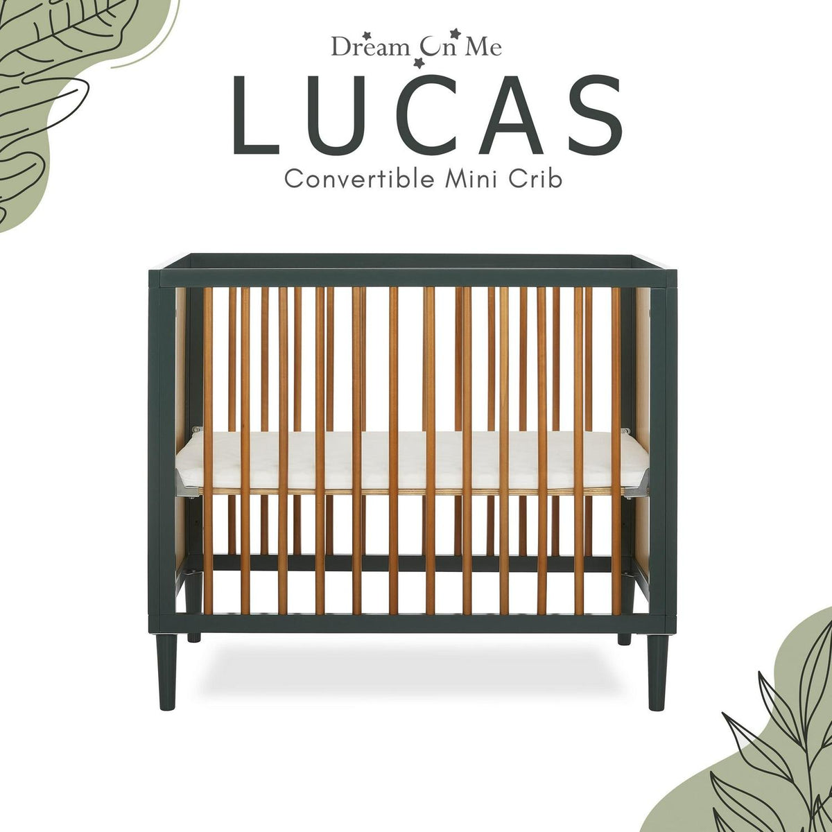Dream on Me Lucas Mini Modern Crib with Rounded Spindles I Convertible Crib I Mid - Product image 12