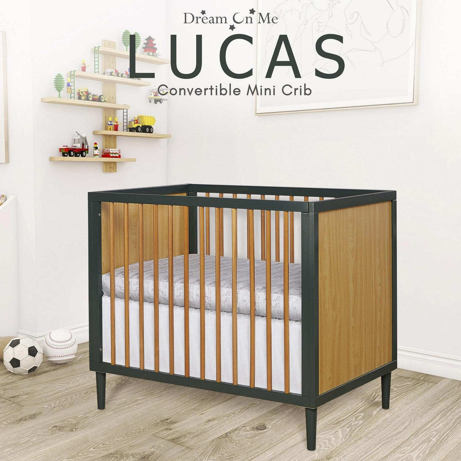 Dream on Me Lucas Mini Modern Crib with Rounded Spindles I Convertible Crib I Mid - Product image 10