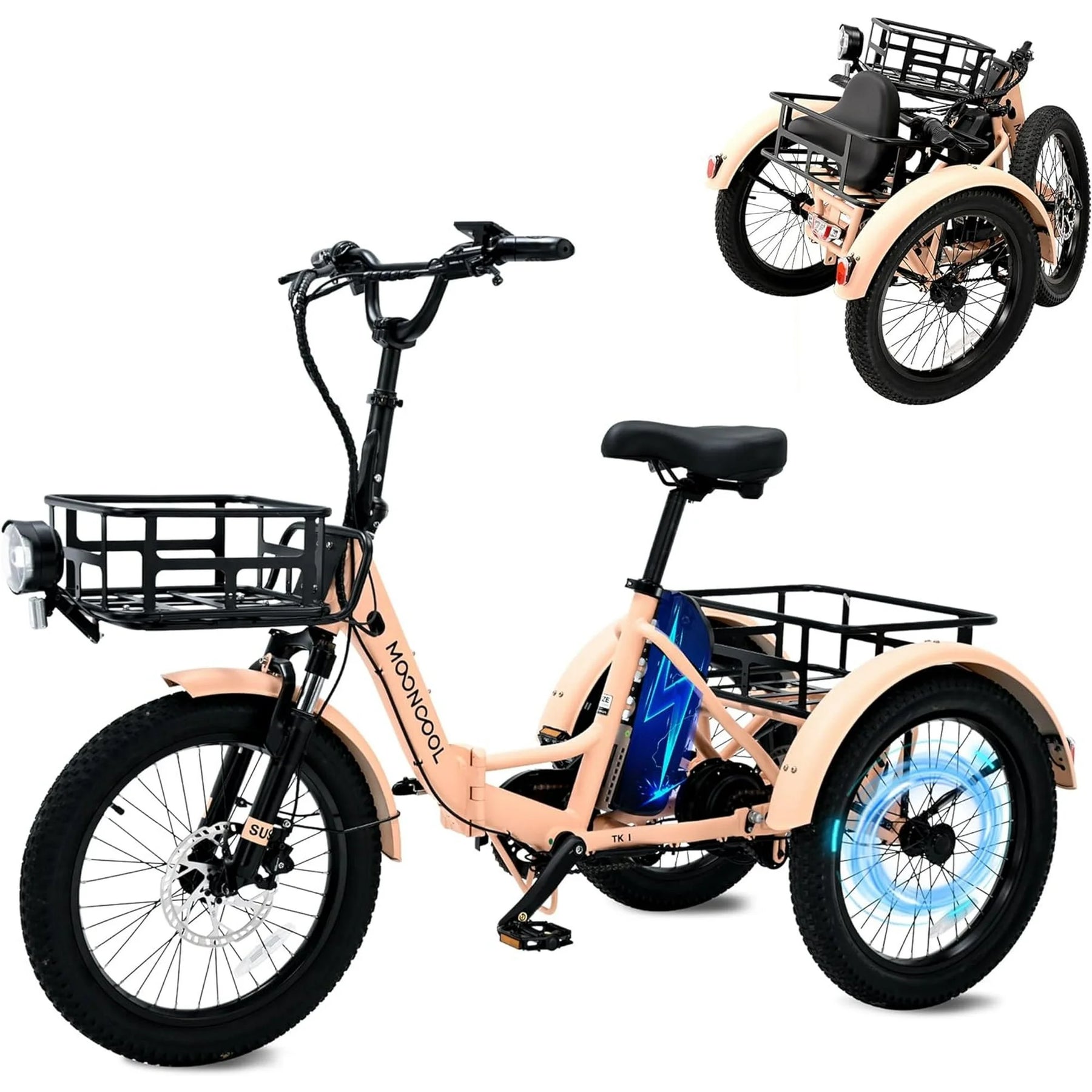 ABORON 3.0 Fat Tire Electric Trike for Senior Foldable E - Bike, 500W Motorized Tricycle Adult 20" Folding - Product image 53