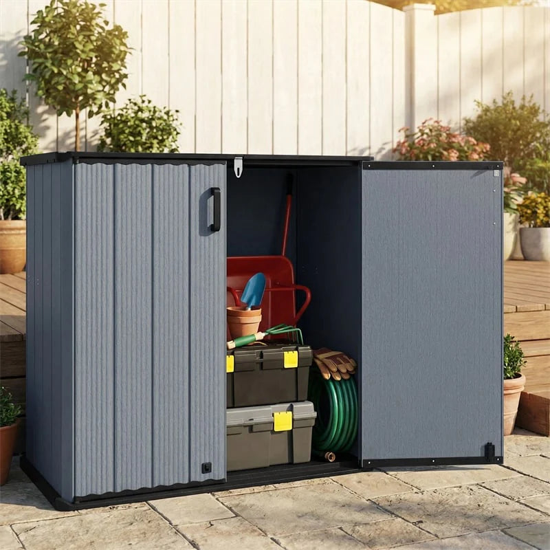 23.5 Cu.ft Outdoor Storage Shed, 175 Gallon All-Weather Resin Patio Deck Box with Floor & Lockable Door - Product image 1