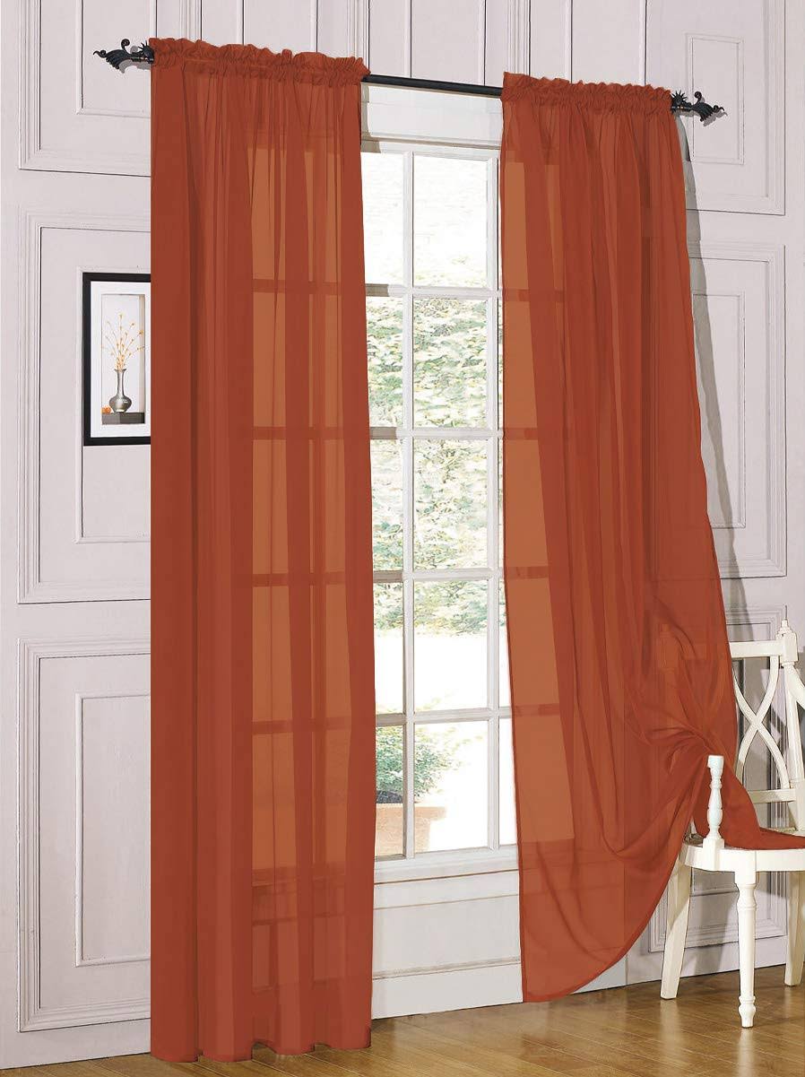 Decotex 2 Piece Sheer Voile Light Filtering Rod Pocket Window Curtain Panel Drape Set Available in A - Product image 1