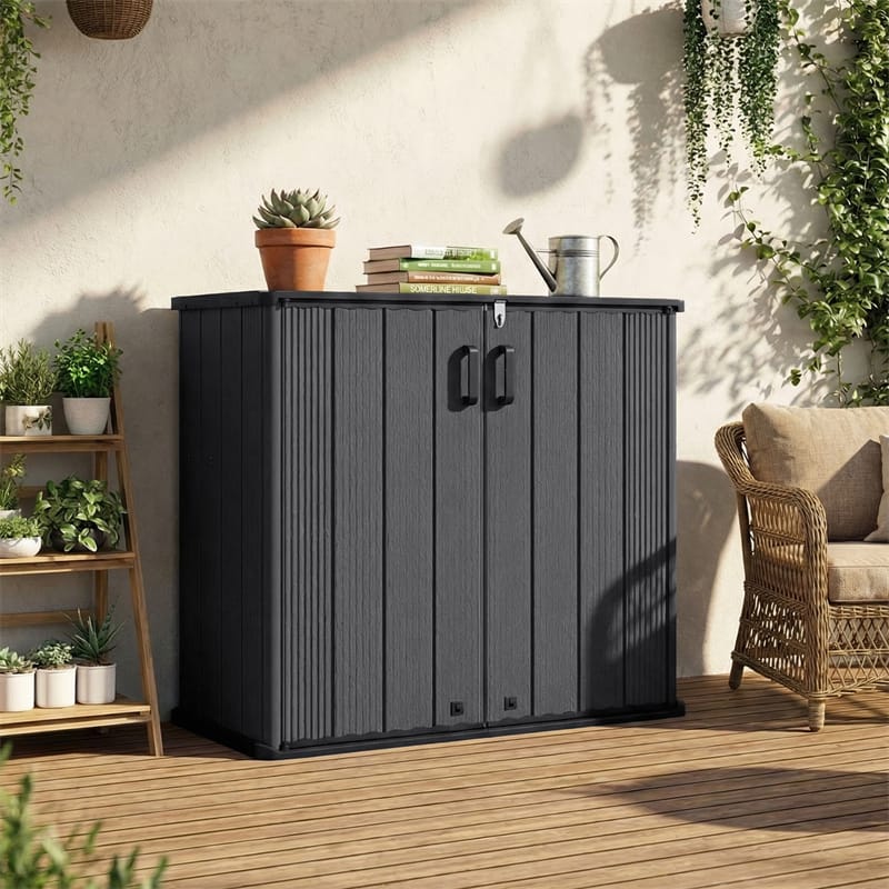 23.5 Cu.ft Outdoor Storage Shed, 175 Gallon All-Weather Resin Patio Deck Box with Floor & Lockable Door - Product image 14