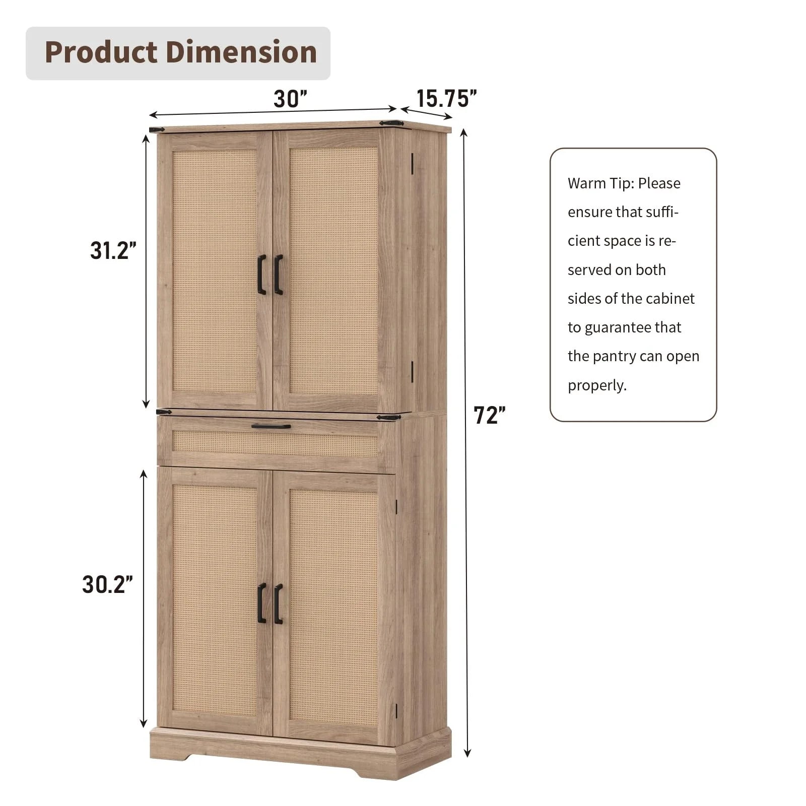 FUSOU 72'' Kitchen Storage Pantry Cabinet, Tall Storage Cabinet with 8 Door Shelves - Product image 19