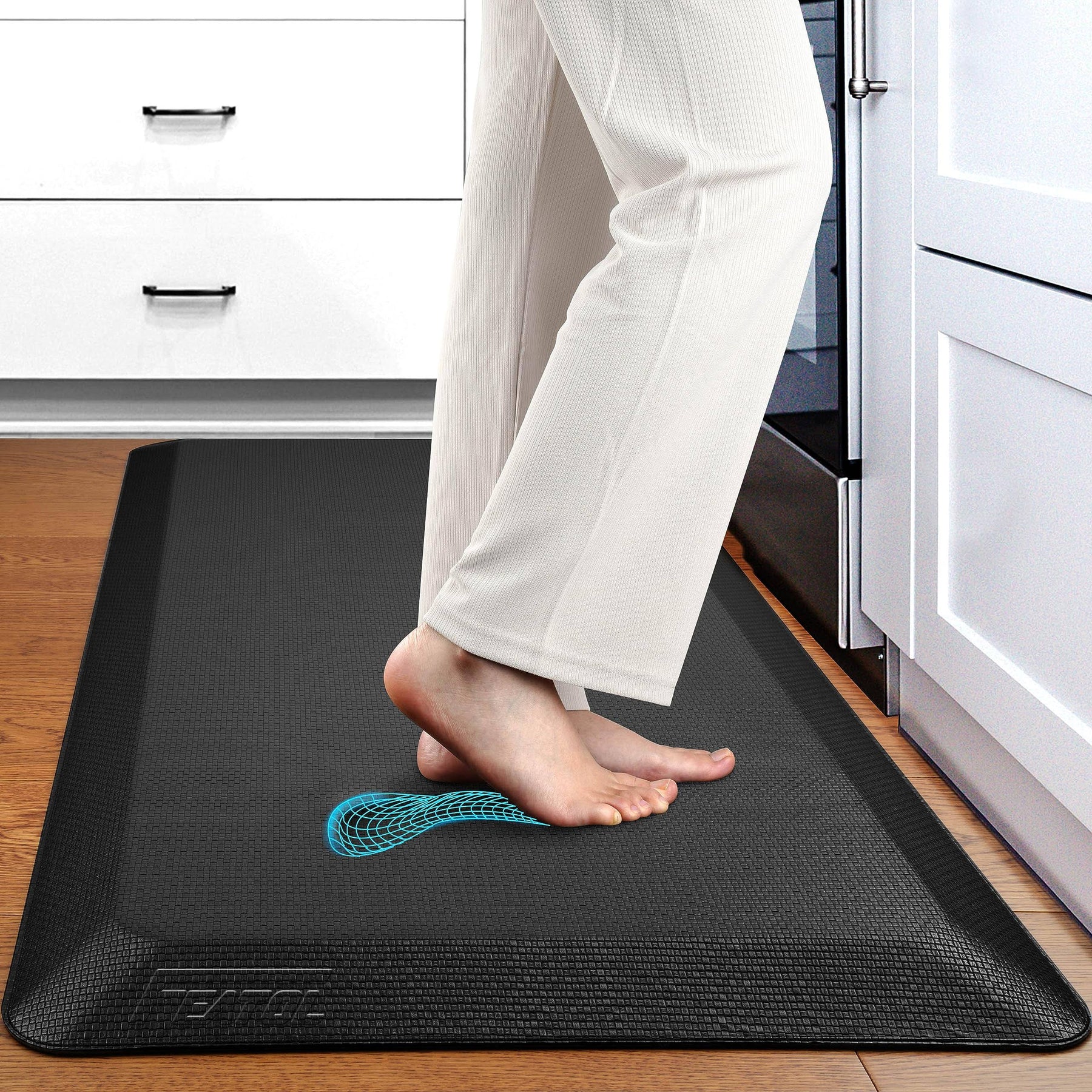 FEATOL Anti Fatigue Mat Floor Kitchen Mat, 9/10 inch Thick (20" x 39", Black) - Product image 1
