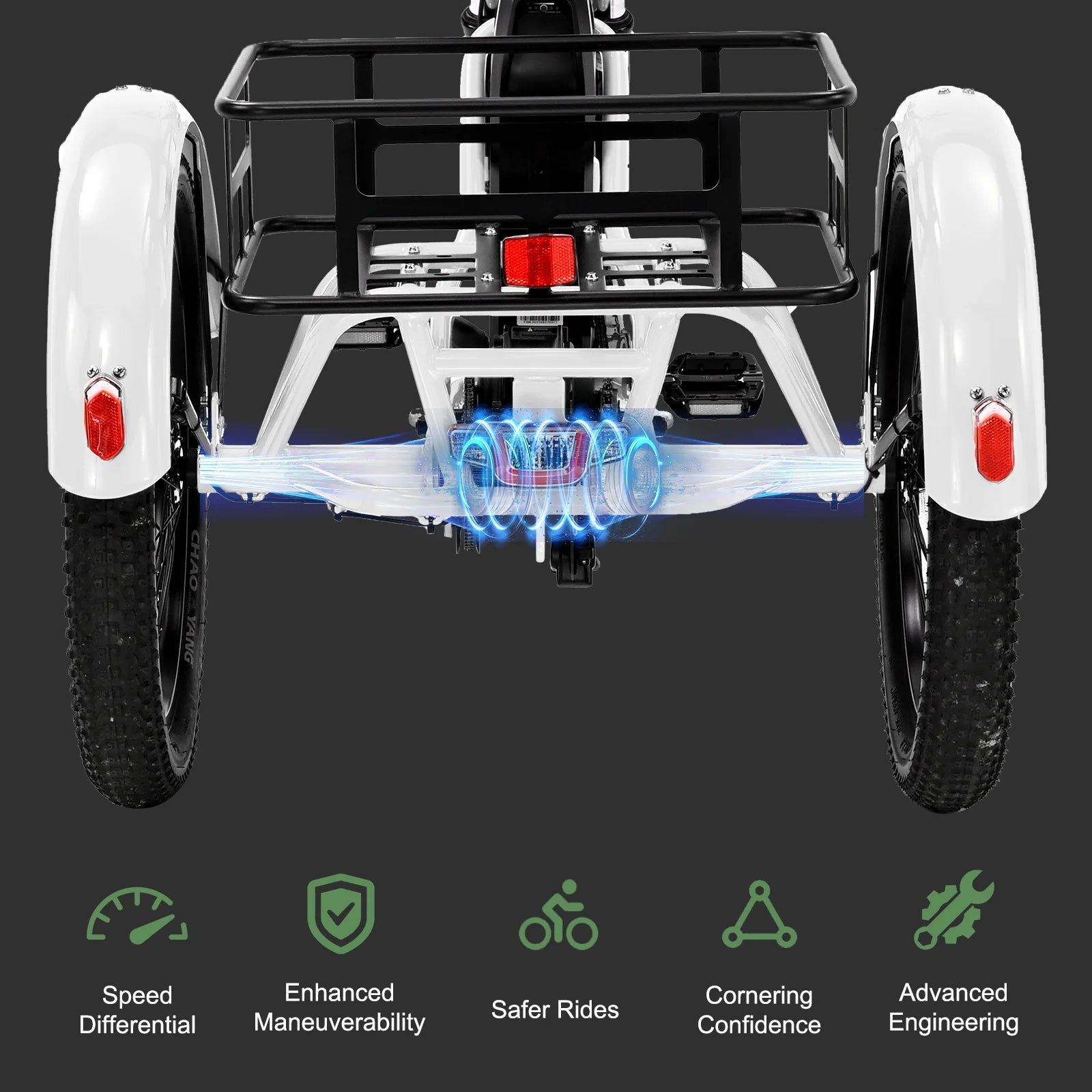 ABORON 3.0 Fat Tire Electric Trike for Senior Foldable E - Bike, 500W Motorized Tricycle Adult 20" Folding - Product image 30