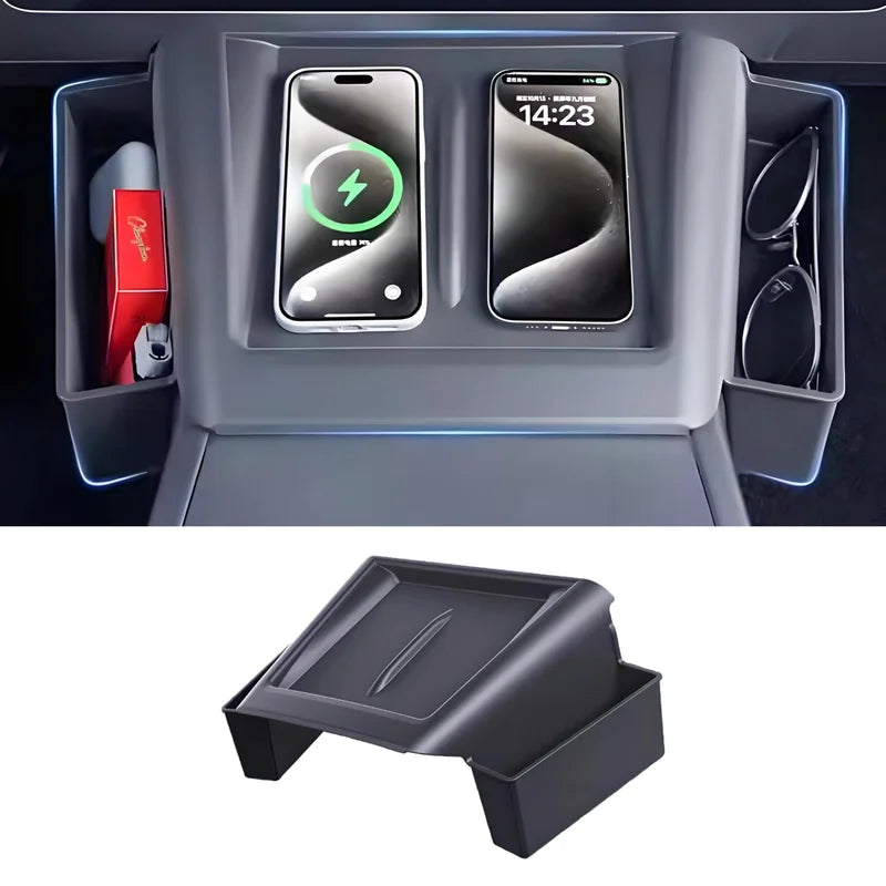 Center Console Wireless Charger Saddle Organizer for Tesla Model Y Juniper & Model 3 Highland