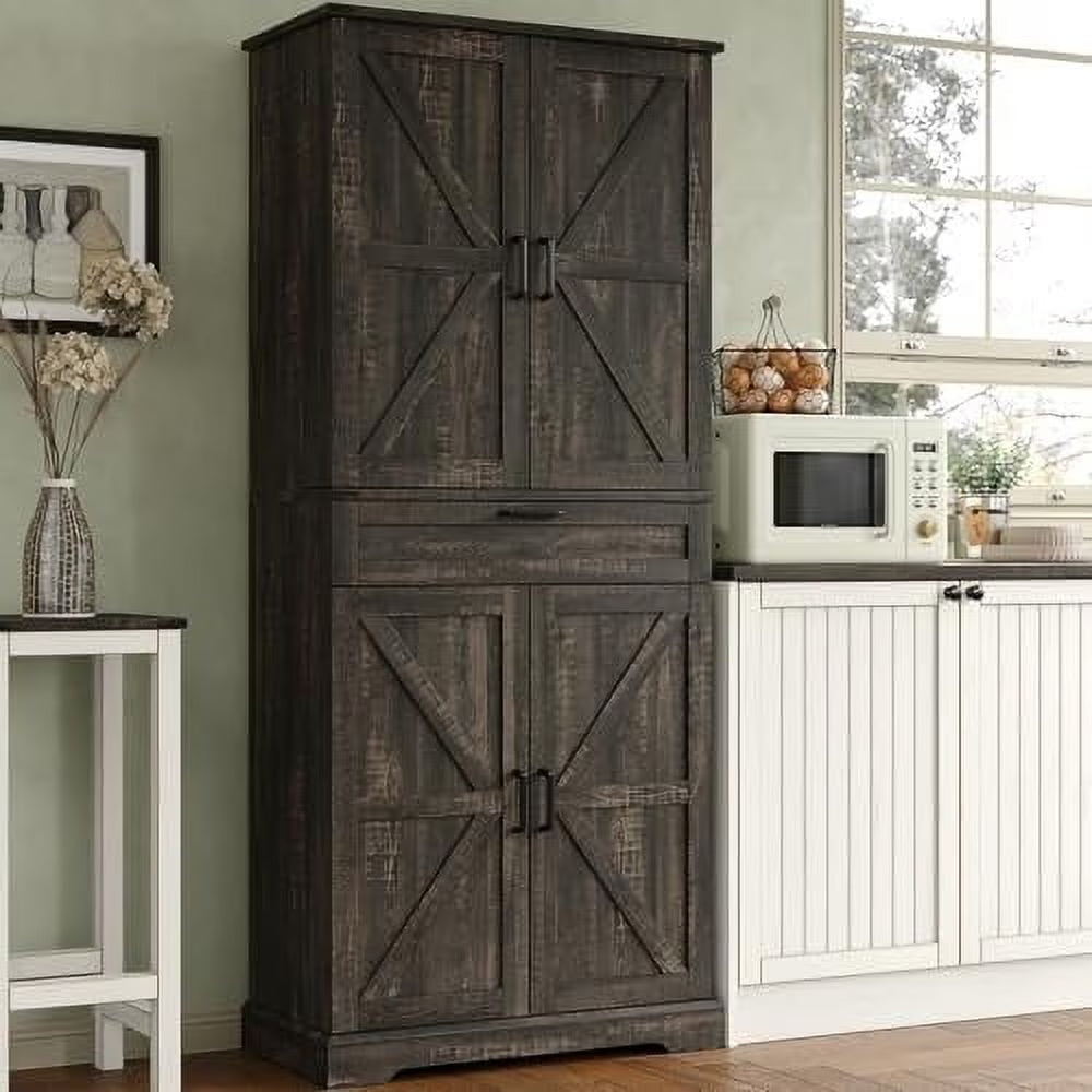 FUSOU 72'' Kitchen Storage Pantry Cabinet, Tall Storage Cabinet with 8 Door Shelves - Product image 1