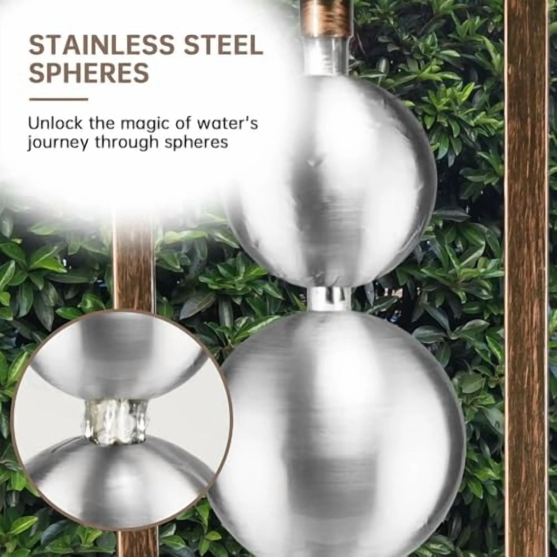 Ferrisland Outdoor Water Fountain with Pump, Relaxing Stainless Steel Geometric Sphere Freestanding - Product image 6