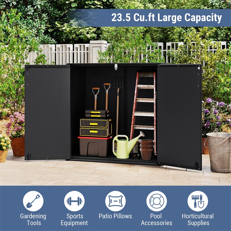23.5 Cu.ft Outdoor Storage Shed, 175 Gallon All-Weather Resin Patio Deck Box with Floor & Lockable Door - Product image 16