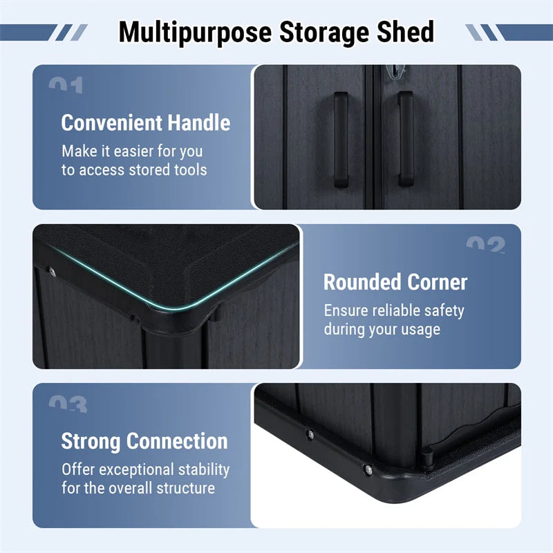 23.5 Cu.ft Outdoor Storage Shed, 175 Gallon All-Weather Resin Patio Deck Box with Floor & Lockable Door - Product image 19