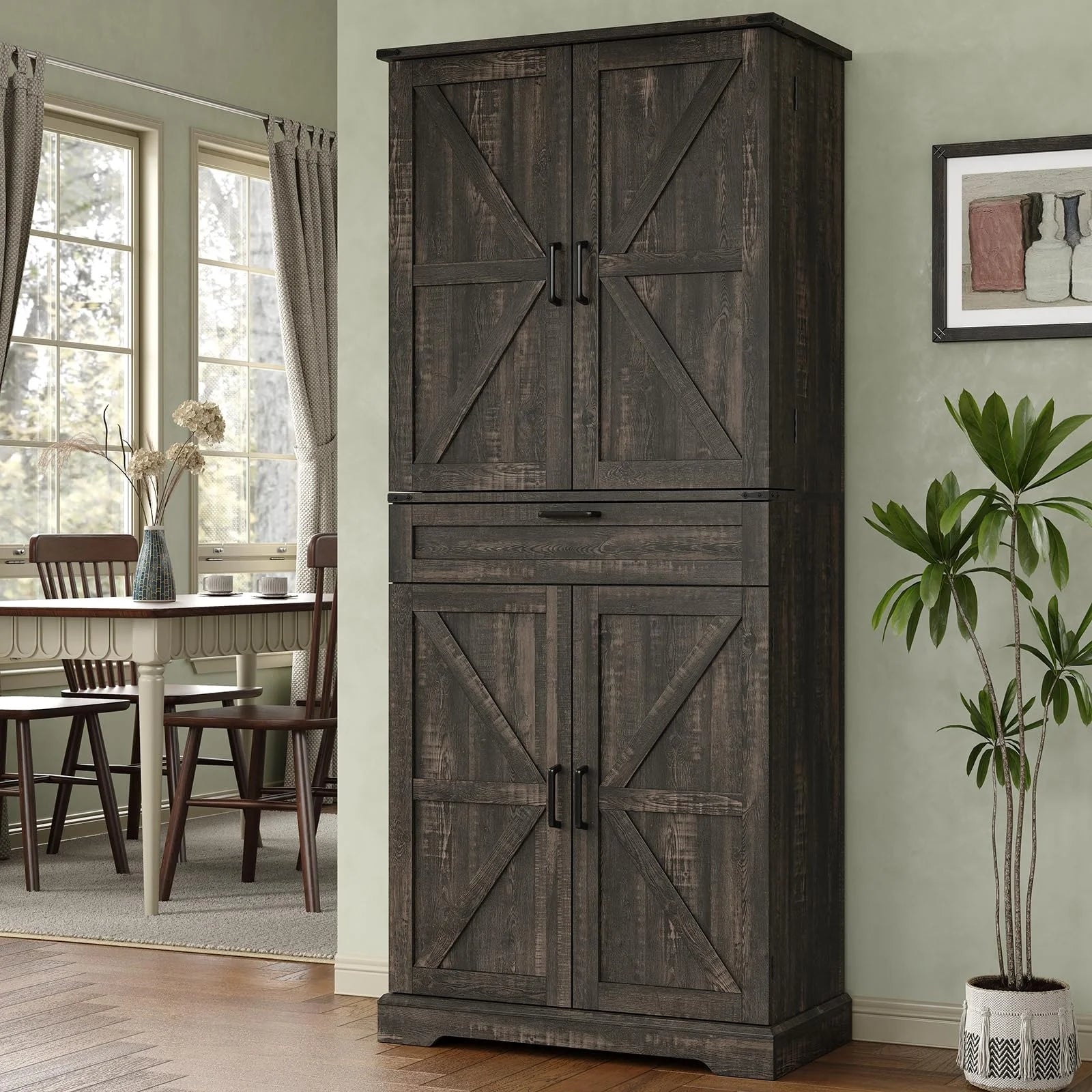 FUSOU 72'' Kitchen Storage Pantry Cabinet, Tall Storage Cabinet with 8 Door Shelves - Product image 2