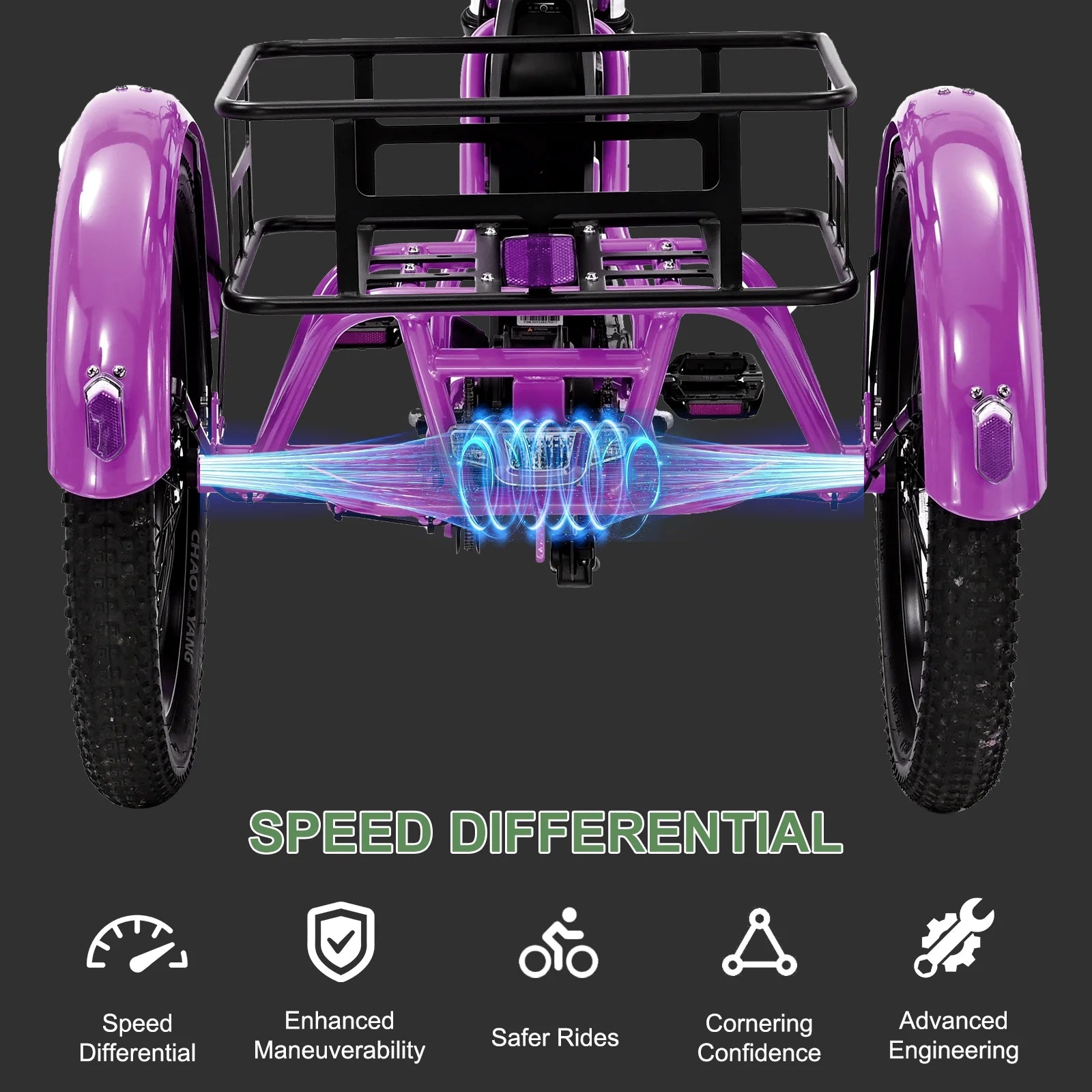 ABORON 3.0 Fat Tire Electric Trike for Senior Foldable E - Bike, 500W Motorized Tricycle Adult 20" Folding - Product image 39