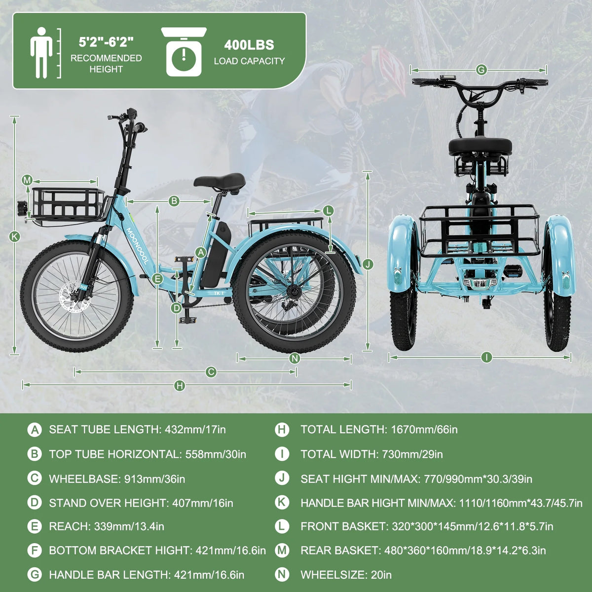 ABORON 3.0 Fat Tire Electric Trike for Senior Foldable E - Bike, 500W Motorized Tricycle Adult 20" Folding - Product image 75
