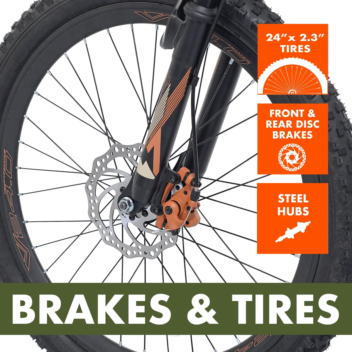 Ozark Trail 24" Glide Mountain Bike, 8 Speed, Black, Teen, Unisex